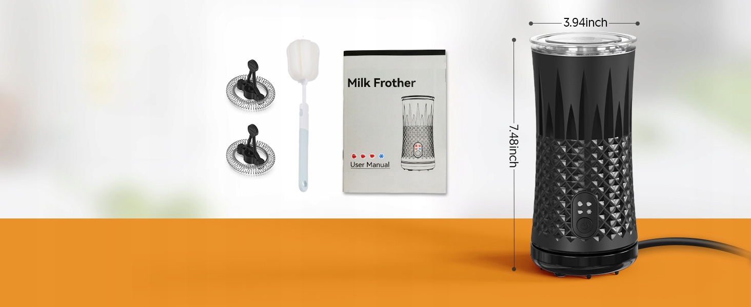 Spieniacz do mleka Podgrzewacz 4 TRYBY Czarny 400W Gorący / Zimny 240ml CE Zasilanie sieciowe