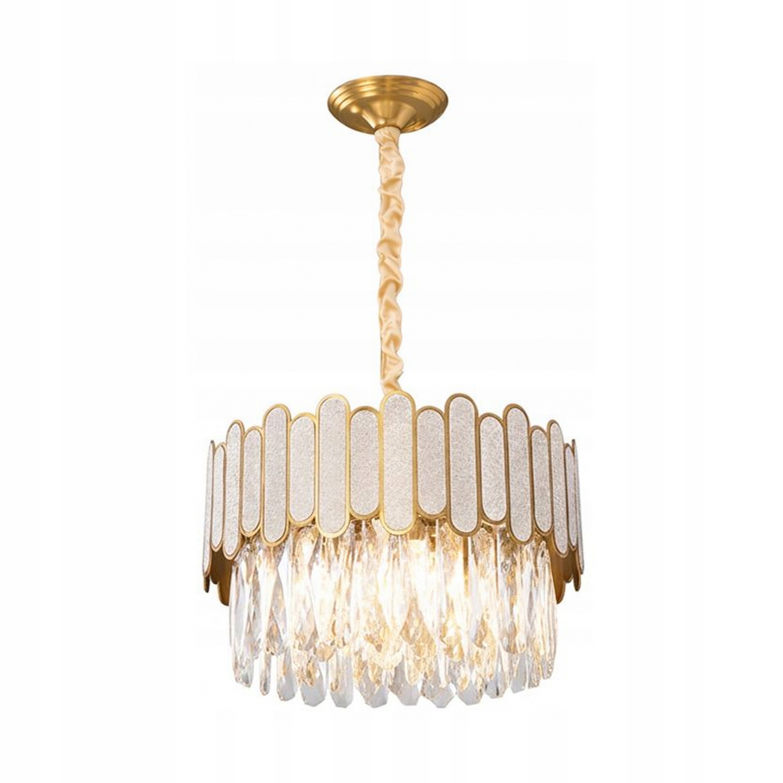 Zlato-strieborný závesný luster s kryštálmi, elegantný dizajn