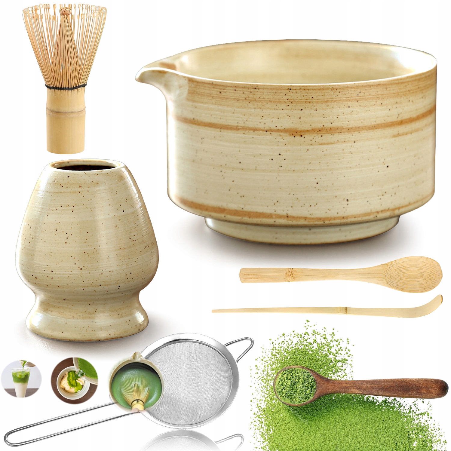 Sada Čaj Matcha Japonská Matchy Bambusová Metla Dárek 6 Ks