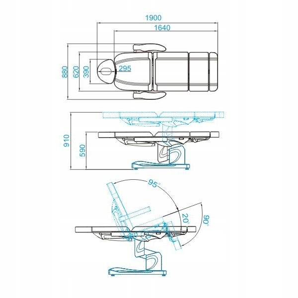 Kosmetické křeslo elektrické Azzurro 708A 4 silné bílé