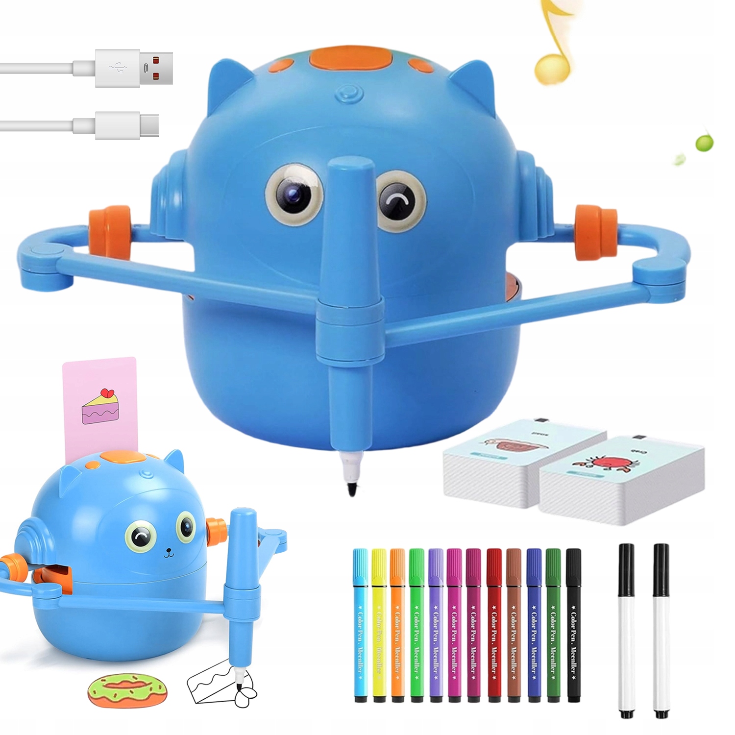 INTERAKTÍVNY KRESLENÝ ROBOT PRE DETI VZDELÁVACÍ SET 100 LISTOV + FIXKY