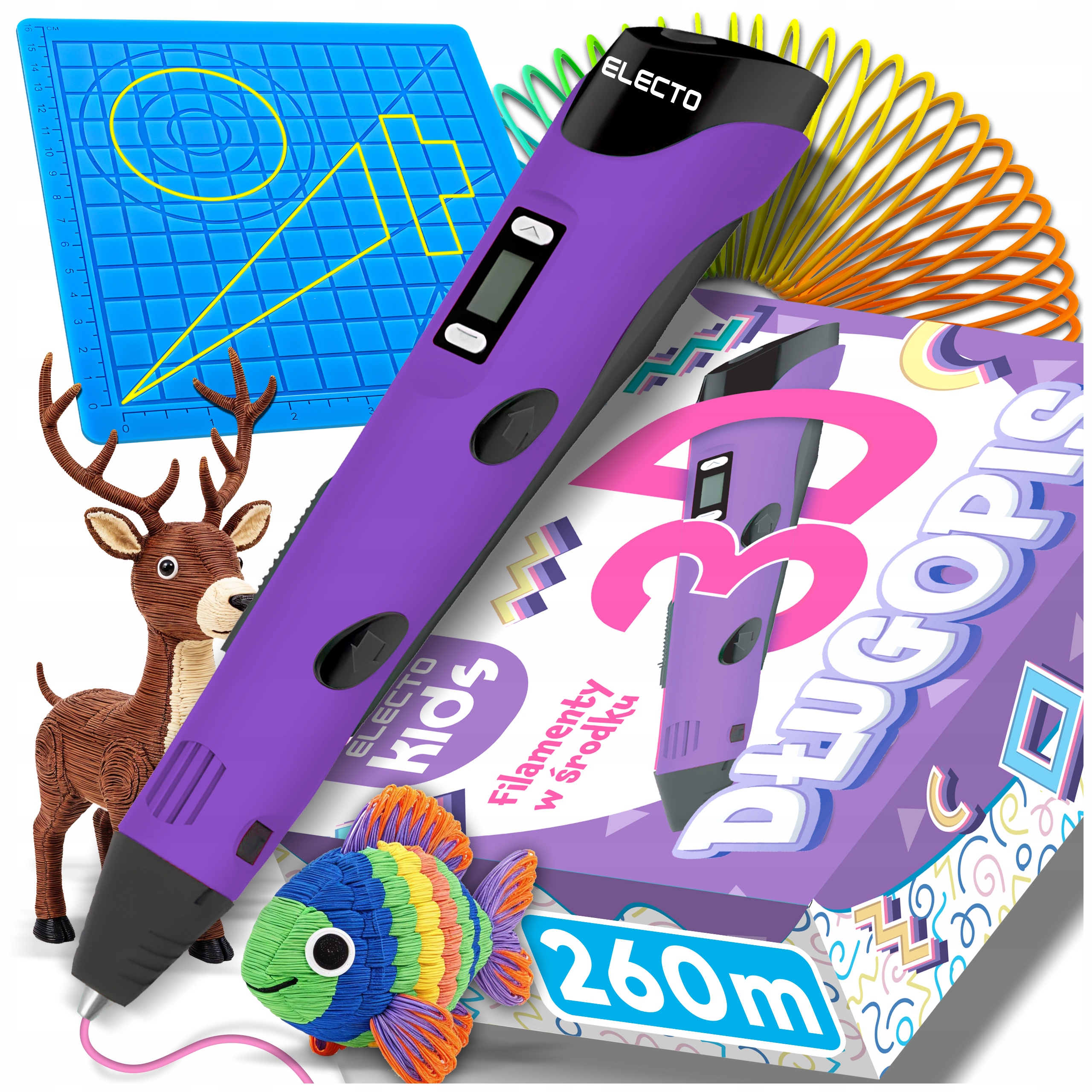 Długopis 3D dla dzieci kreatywny Pla Abs wkłady filament 260m mata