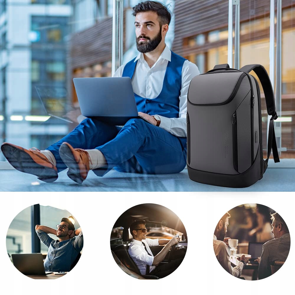 BANGE Plecak Biznesowy Wodoodporny Na Laptop 156 Cal USB Podróżny — miniatura 6