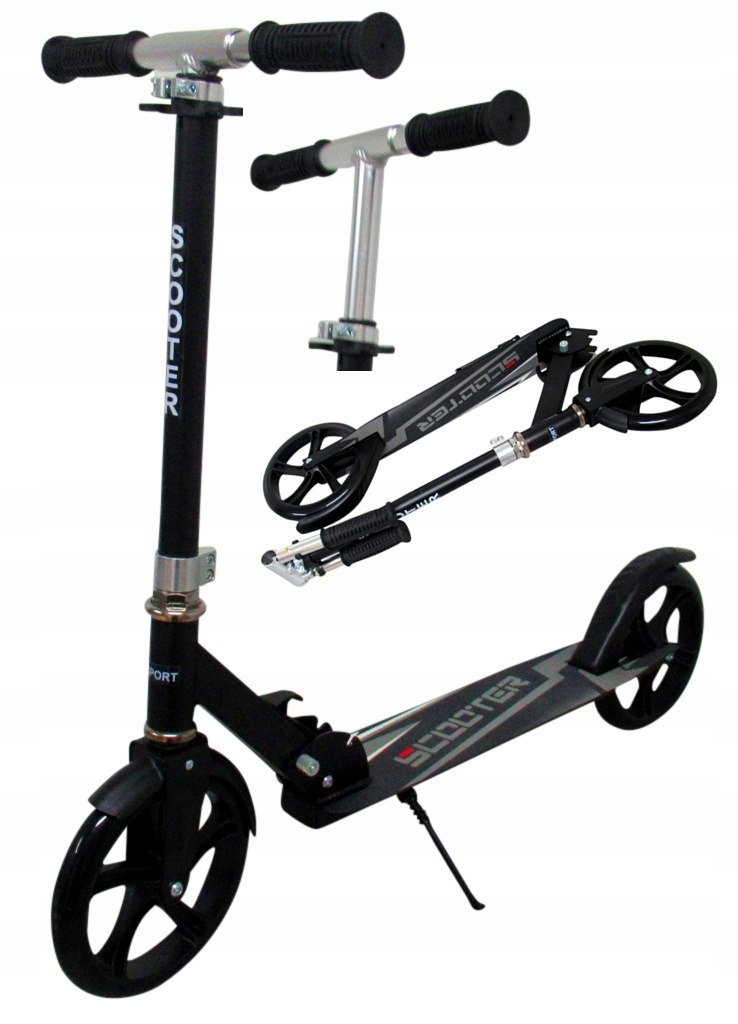 Duża Hulajnoga H5 Czarna Składana R-Sport koła 200 mm do 100 kg