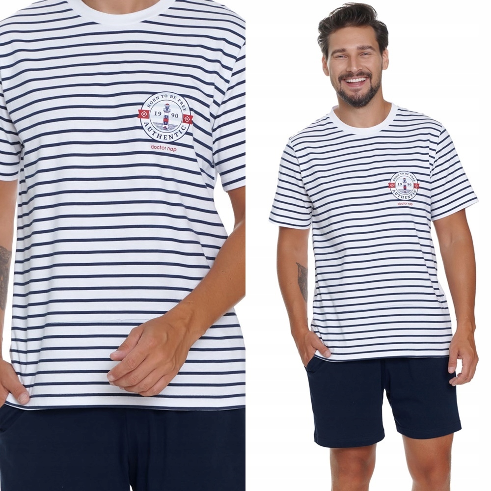 Pánské pyžamo Doctor Nap 5351 Marine S 44 Bílá
