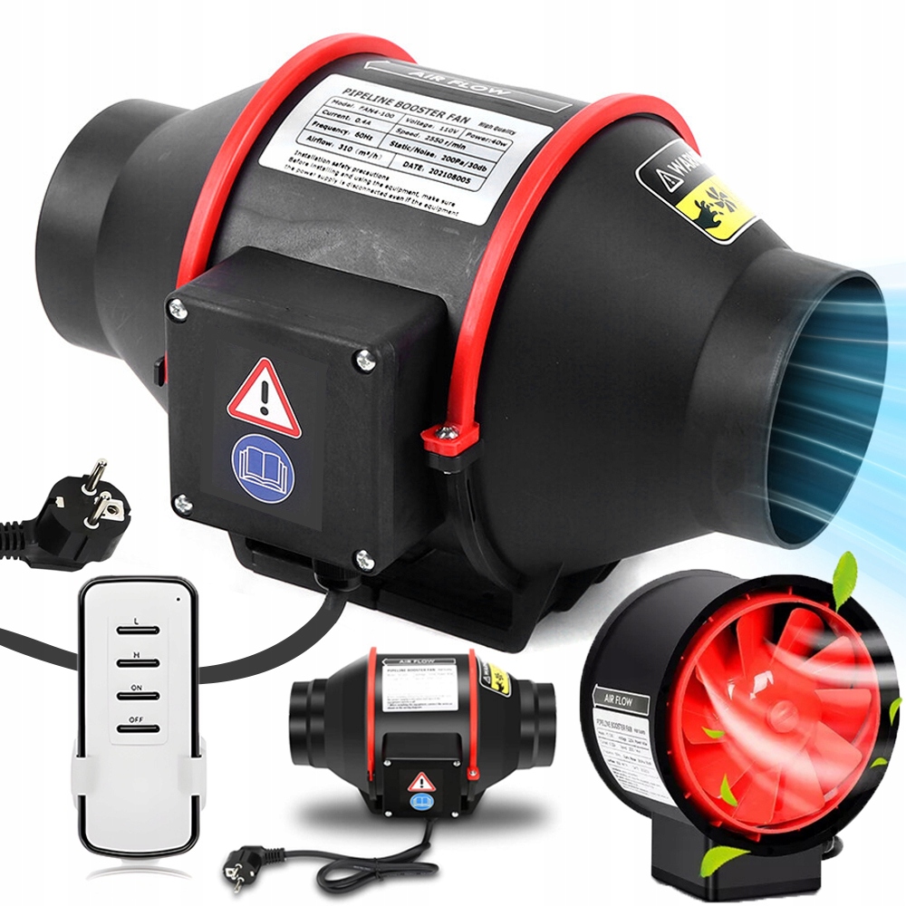 Kanálový Odtahový Ventilátor Dvourychlostní 150 MM 540 m³/h 80 W Tichý Dálkové Ovládání
