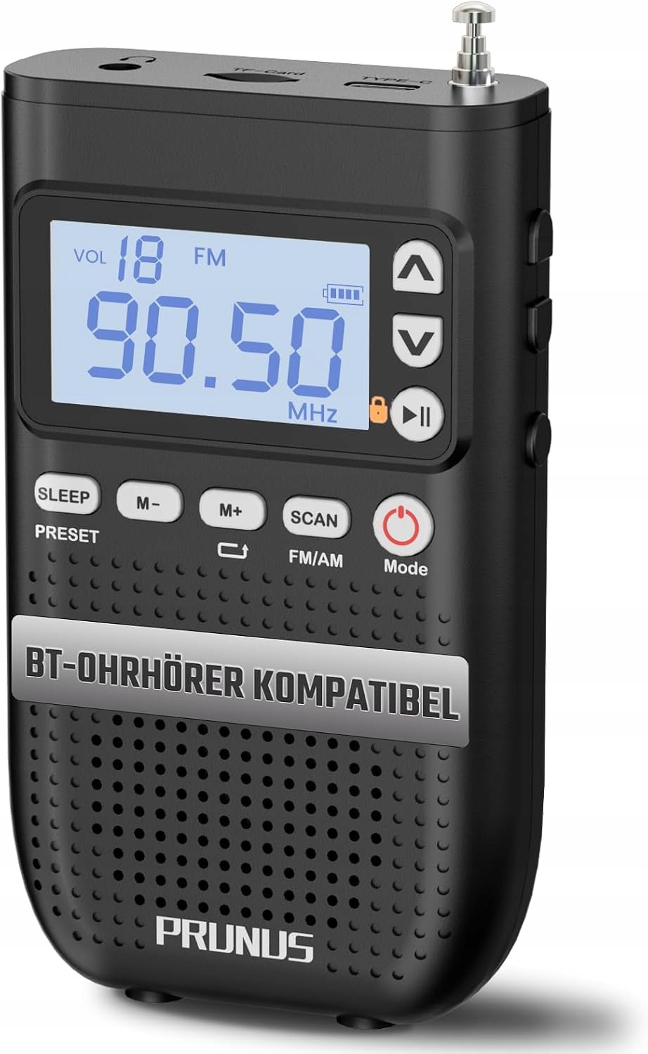 Přenosné digitální rádio Am Fm Bluetooth pro sluchátka Akumulátor Prunus