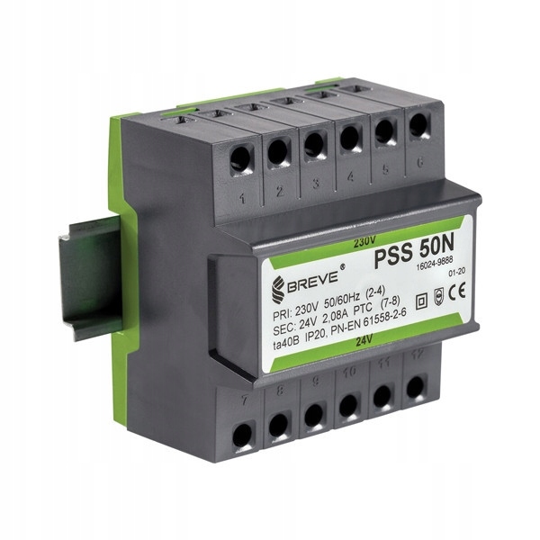 Transformator Modułowy 50 Va 230V-24V TS-35 Breve PSS-50N 230-24V