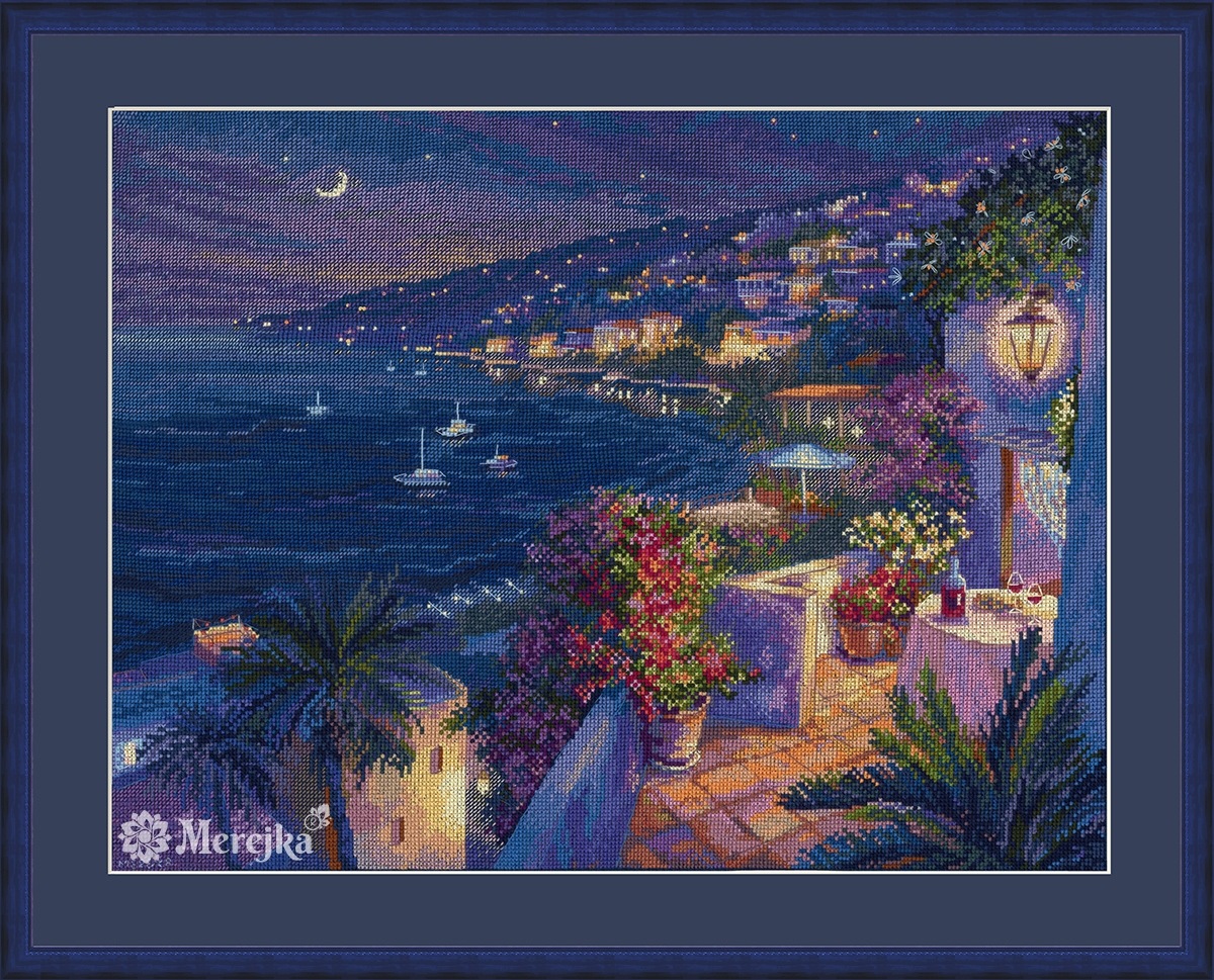Sada pro křížkovou výšivku Merejka K-277 "Azurové pobřeží" 30x40 cm