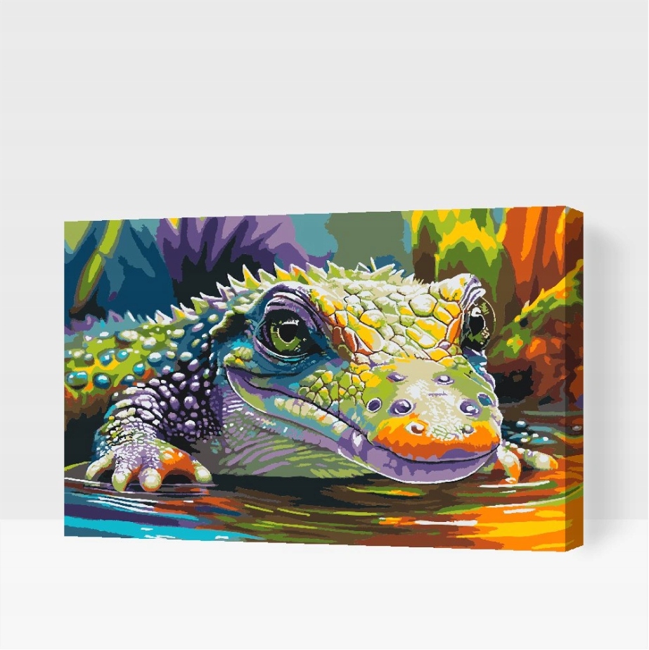 Malování Podle Čísel Ještěrka Barevná Zvíře Plaz Voda Velký 80 x 120 cm