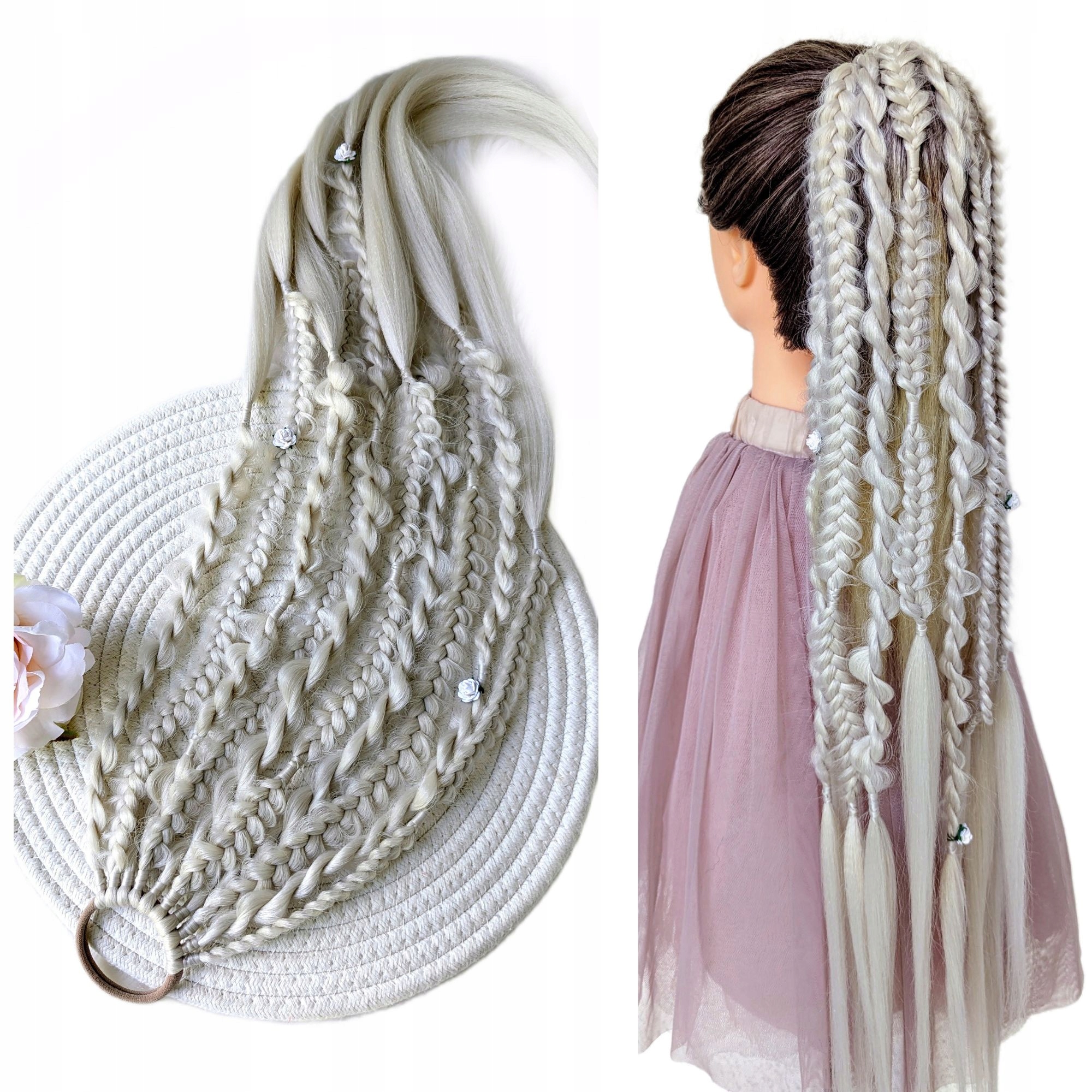 Syntetické copánky na gumičce, Poník na gumičce, blond, Platinové Růže