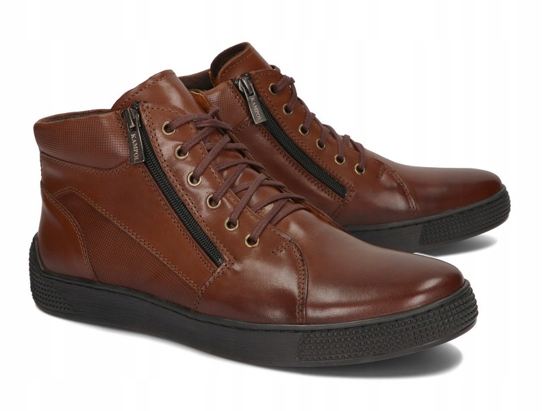 

Trzewiki Skórzane Sneakersy Męskie 120 Brązowy 40