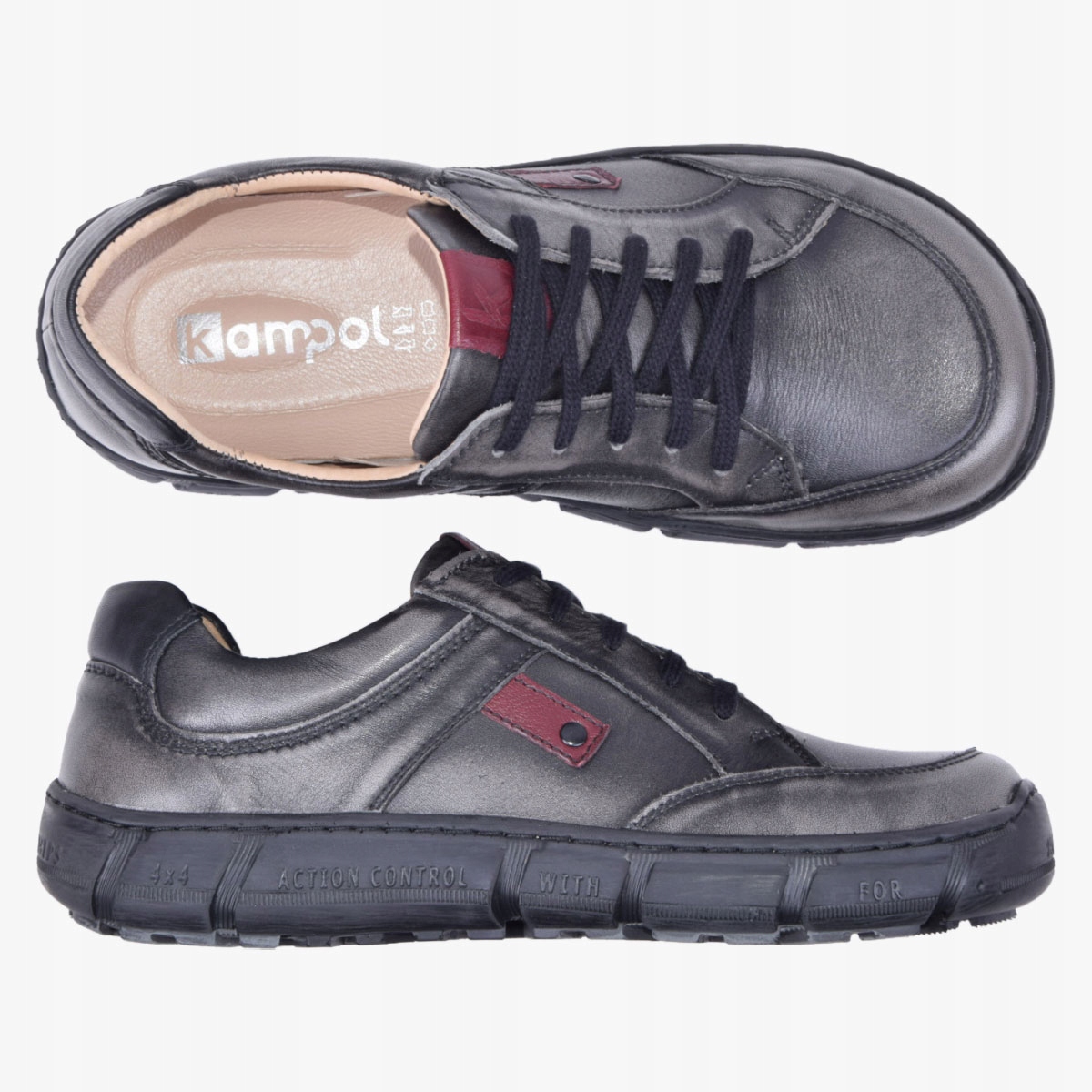 Buty Damskie Szerokie Barefoot Skórzane Minimalistyczne Szare Kabir 41