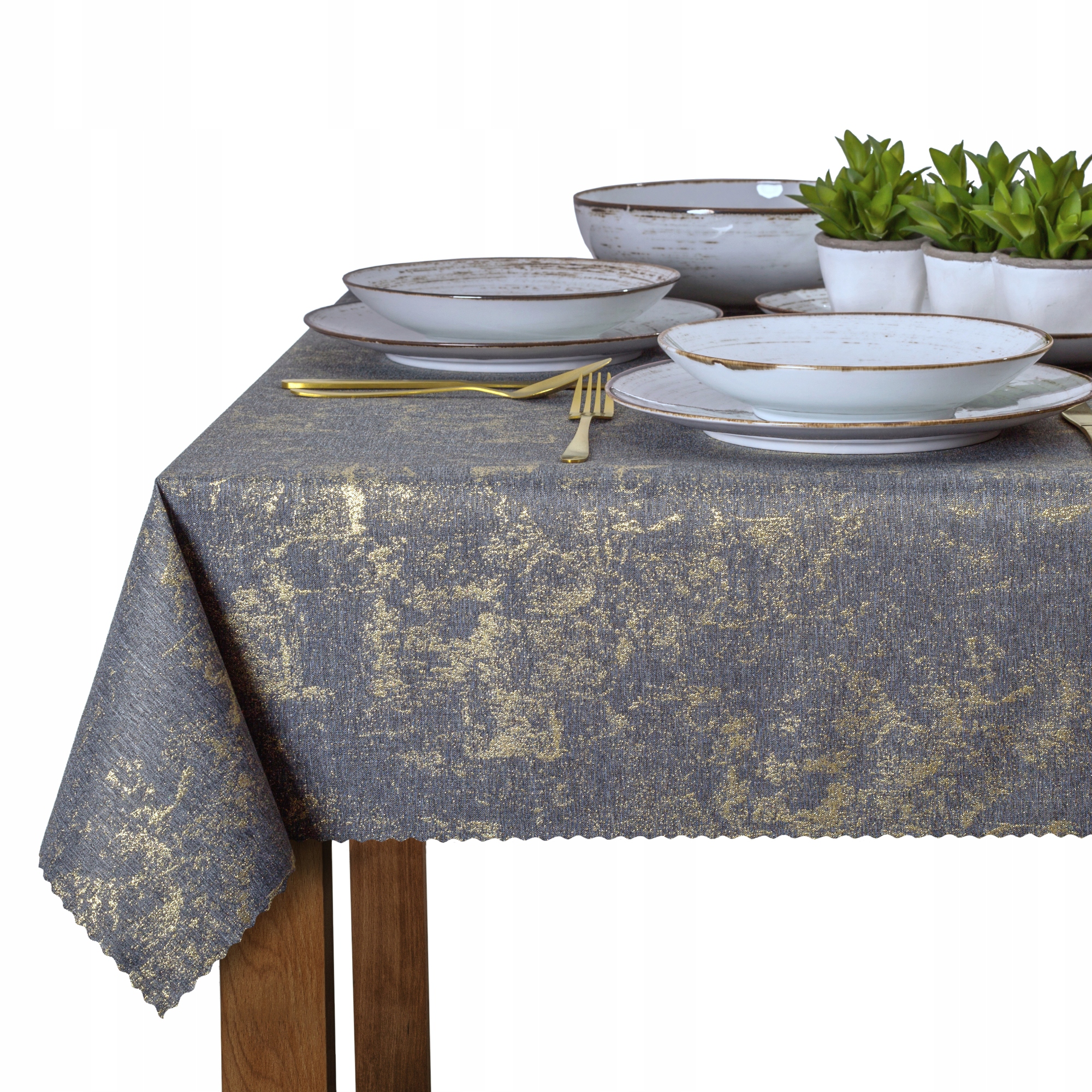 Obrus Plamoodporny Grafitowo-Złoty 6112-2502 140x200 cm