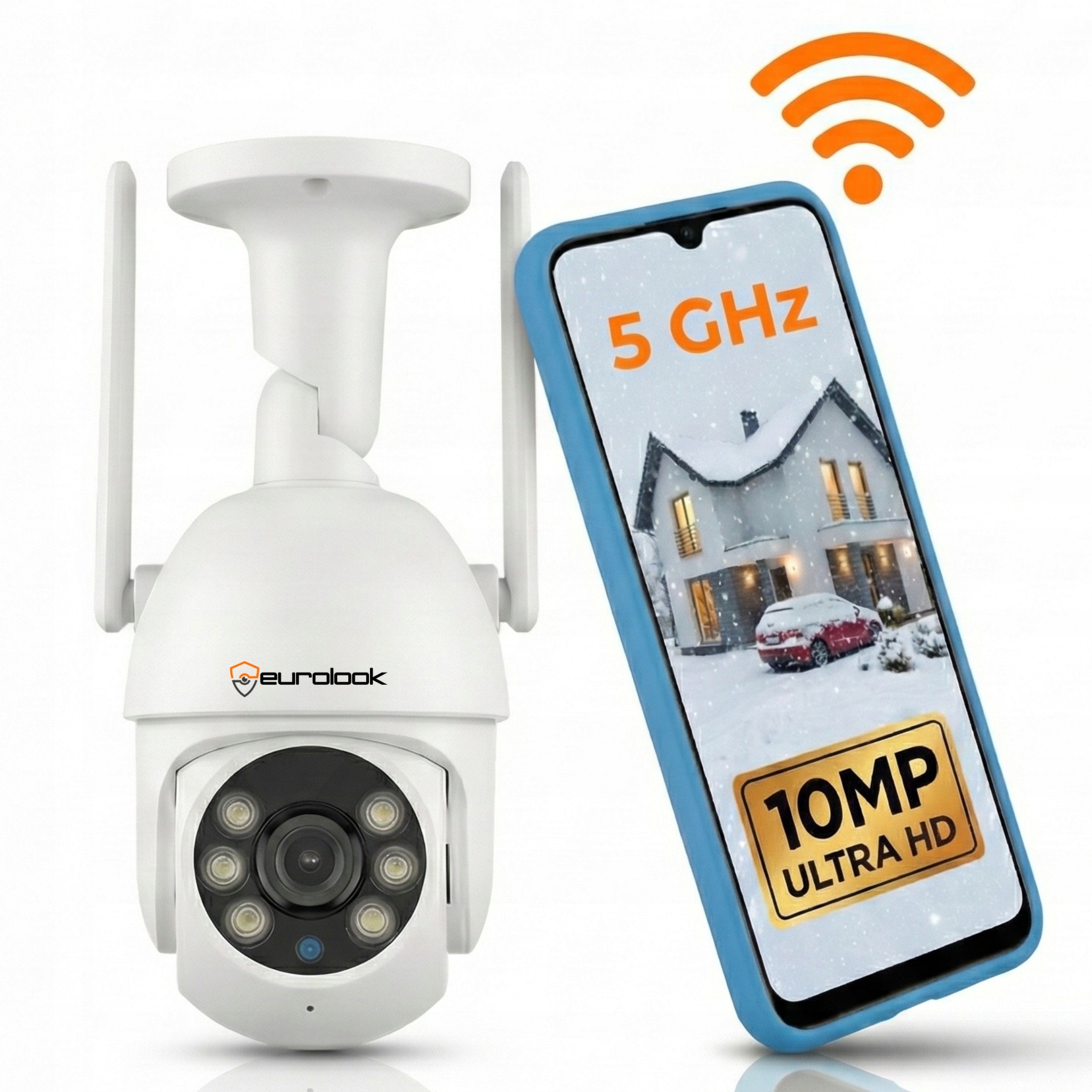 Vonkajšia otočná Wifi kamera 10MPx Ultra Hd 2,4/5GHz Audio Sledovanie 5G