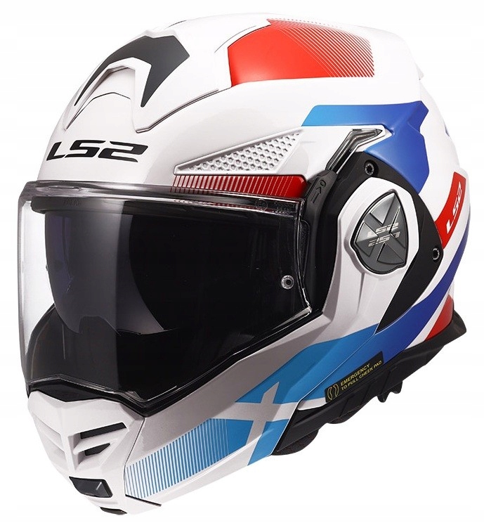 LS2 FF901 Advant X Nova White Blue Red modulárna čeľusťová prilba s mixom L