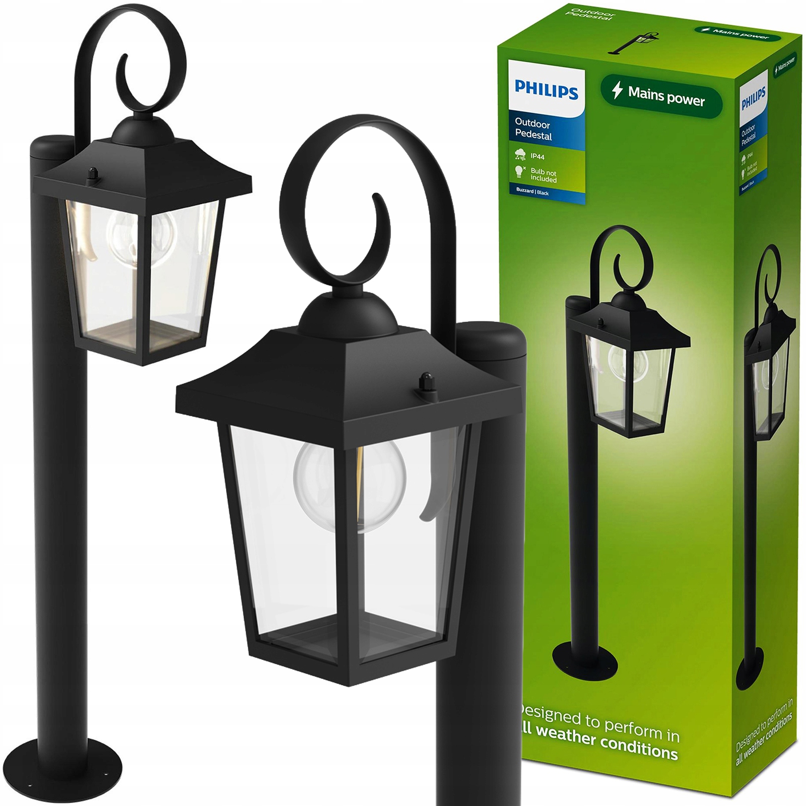 Led zahradní venkovní lampa Philips Buzzard E27 IP44 Stojící Sloupek 75 cm