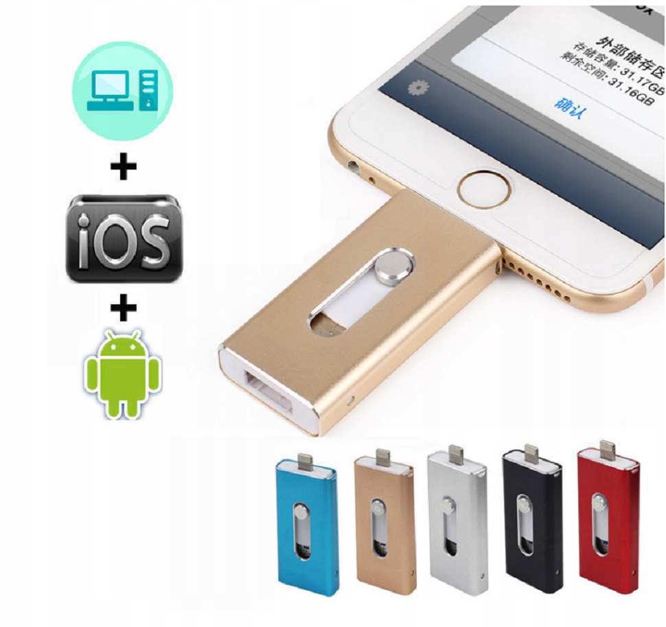 Pendrive 128GB USB 3w1 iPhone, Android, Windows Szyfrowanie brak informacji