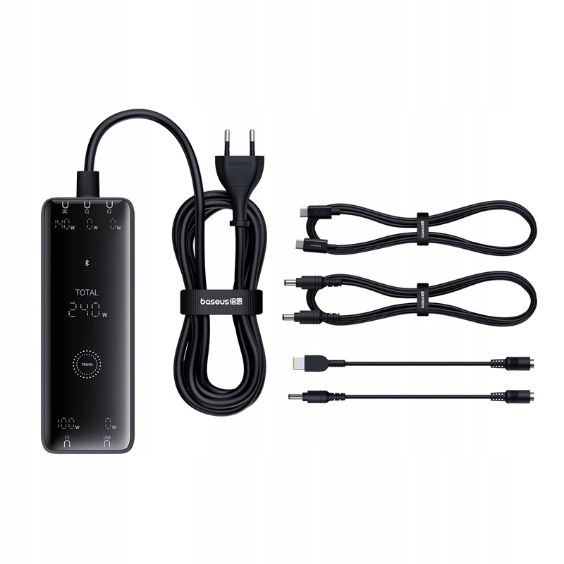 Baseus Síťová Nabíječka Zásuvková Lišta 5V1 Gan 240W Displej App