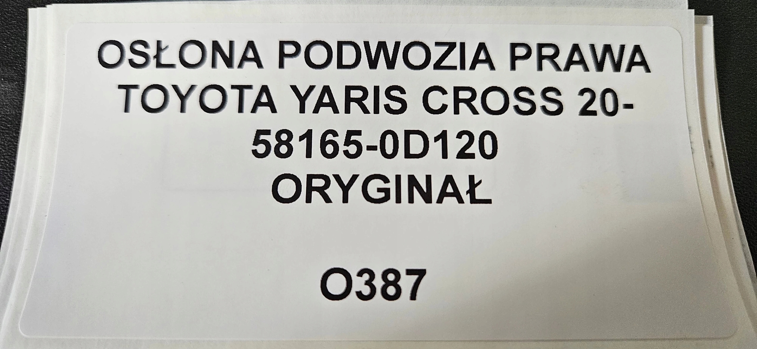 cover chassis right TOYOTA YARIS CROSS 2020