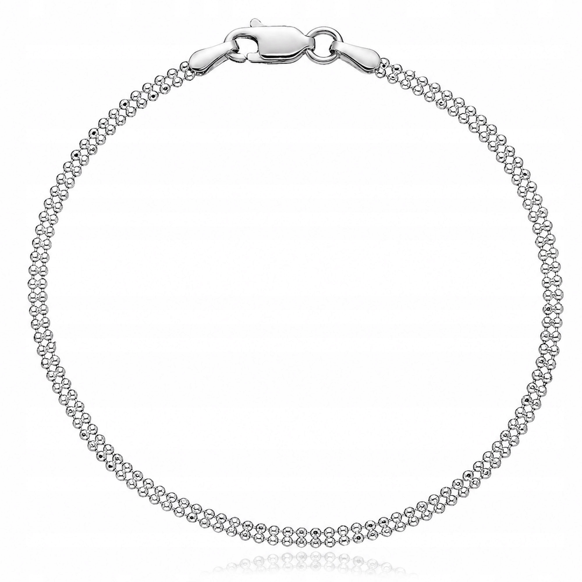 Stříbrný kuličkový náramek 925 s kuličkami ve dvou řadách, dámský, 19 Cm