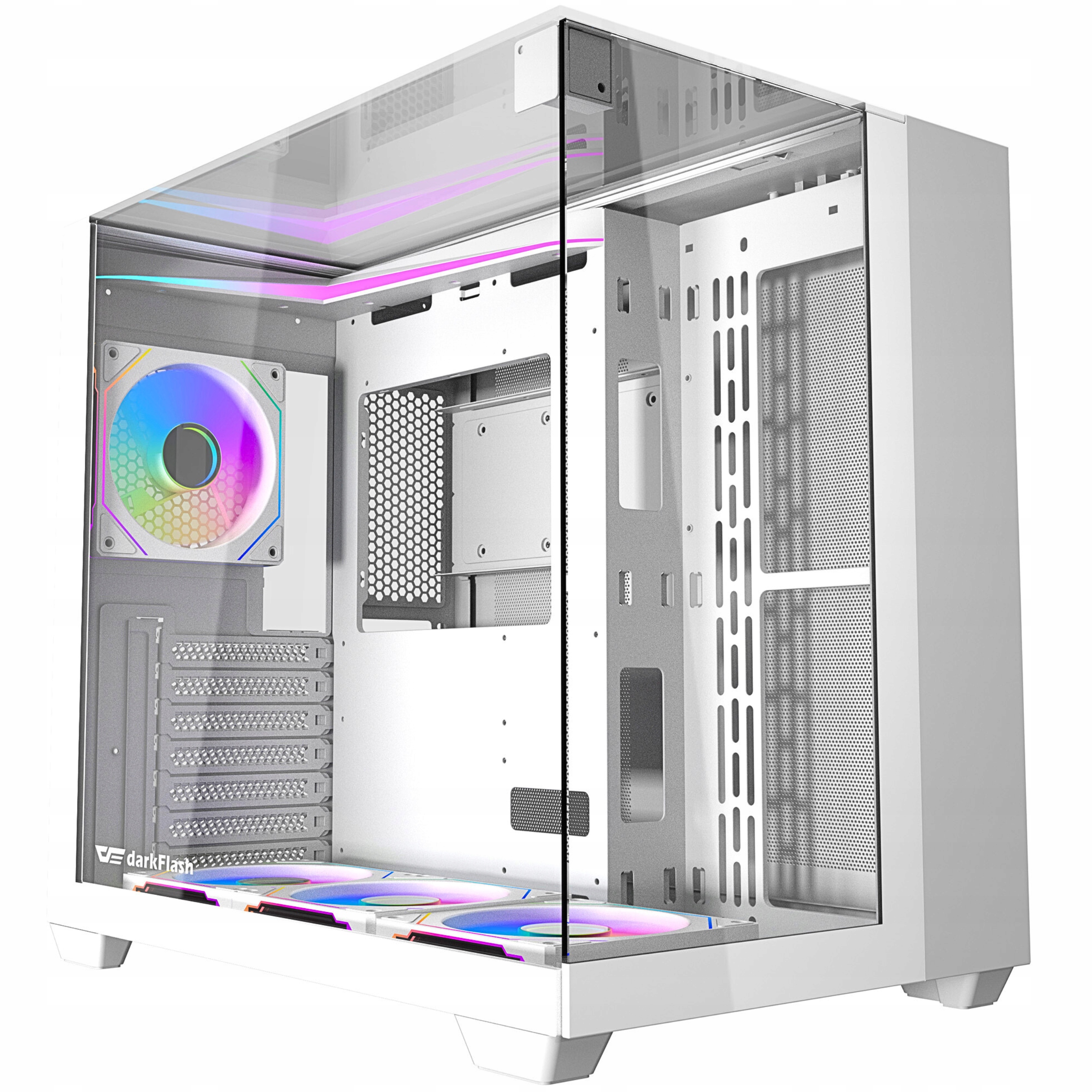DarkFlash TH285 Skříň Atx Cube Case Gaming Argb skleněná bílá