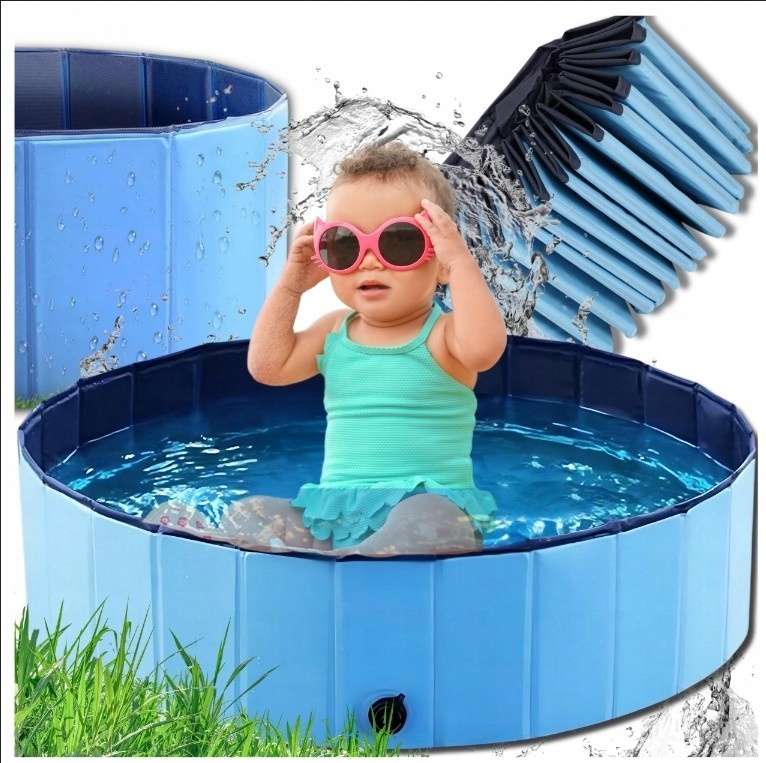 Skládací bazén pro psa a děti 120 x 30 cm – Přenosný zahradní bazén, turistika