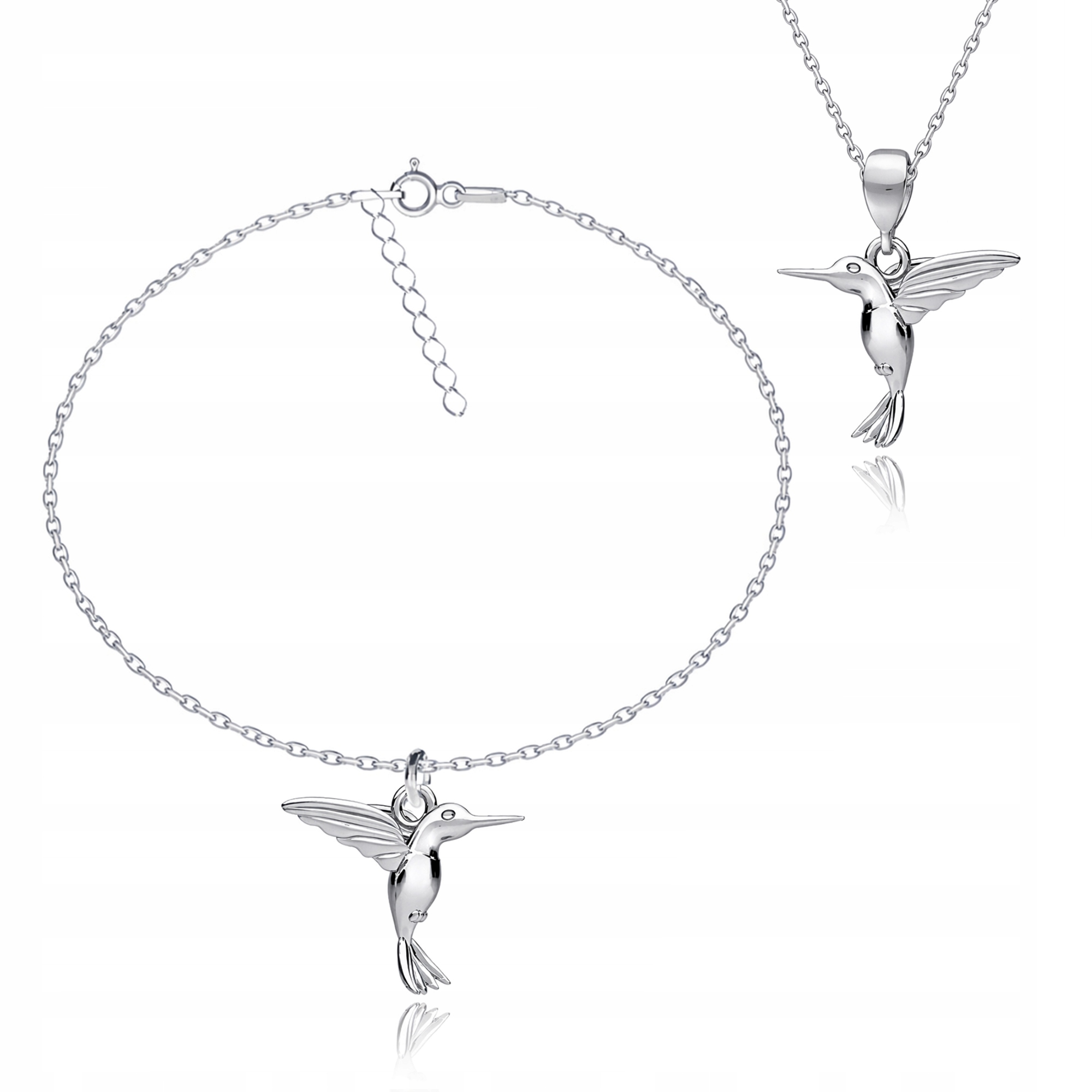Sada stříbrných šperků Kolibřík 3D Symbol radosti Stříbro ryzost 925