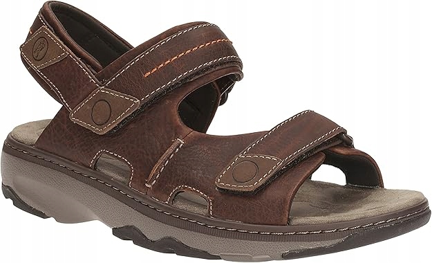 Clarks Pánské Kožené Hnědé Sandály S Pásky Na Suchý Zip 41,5 3DA