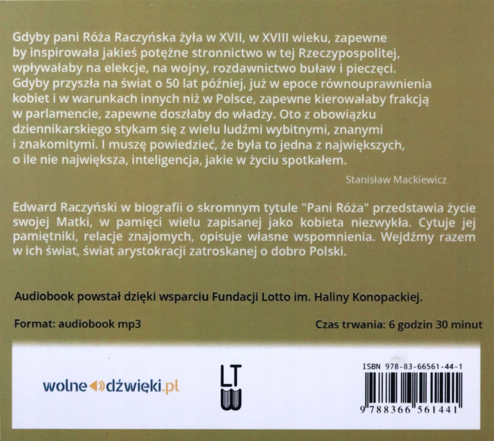 PANI RÓŻA - EDWARD RACZYŃSKI (AUDIOBOOK) Stan opakowania oryginalne
