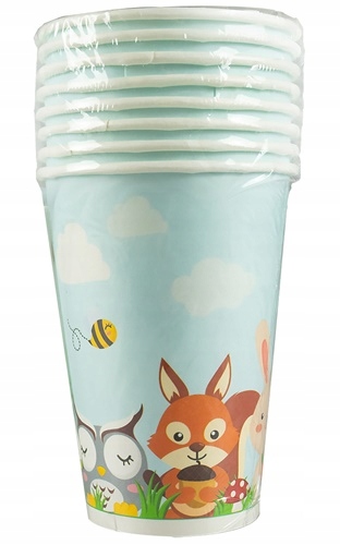 KUBECZKI PAPIEROWE JEDNORAZOWE URODZINY ZWIERZĘTA Kolor wielokolorowy