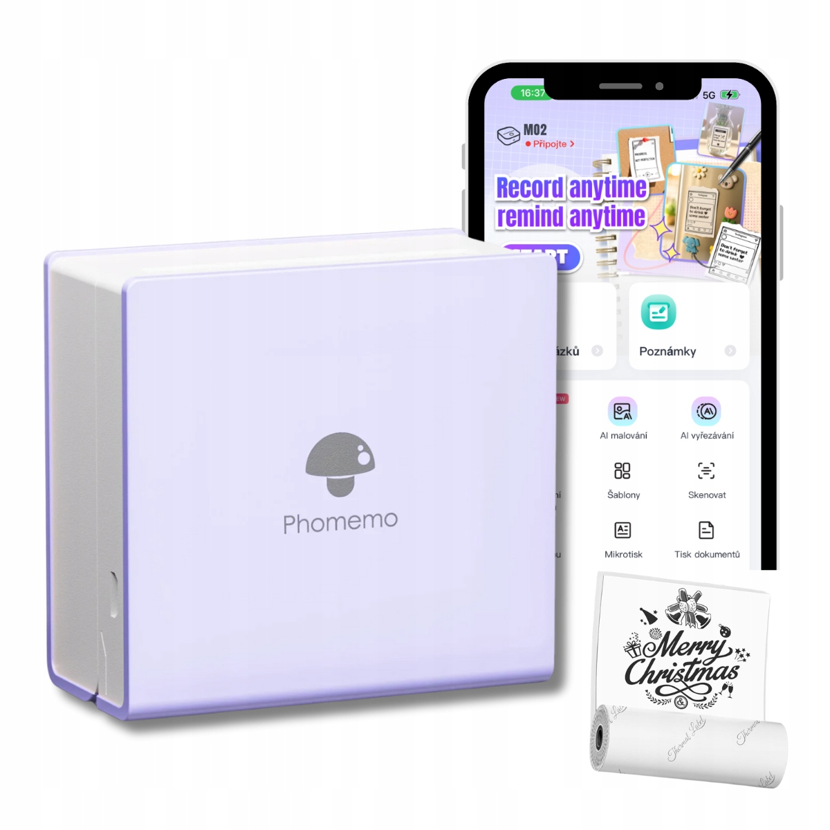 Phomemo M02 Chytrá přenosná tiskárna, Fialová