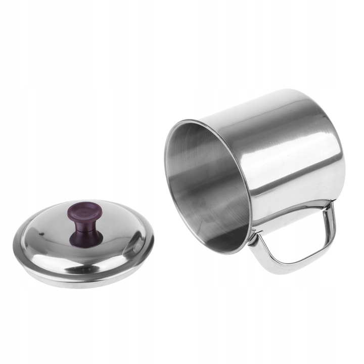 KUBEK METALOWY Z POKRYWKĄ Kolor srebrny