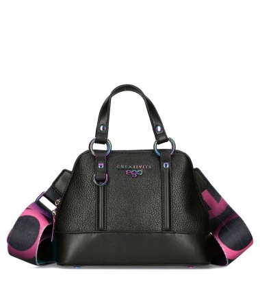 Kabelka kufřík Ego Creativi černá s ozdobnými pásky