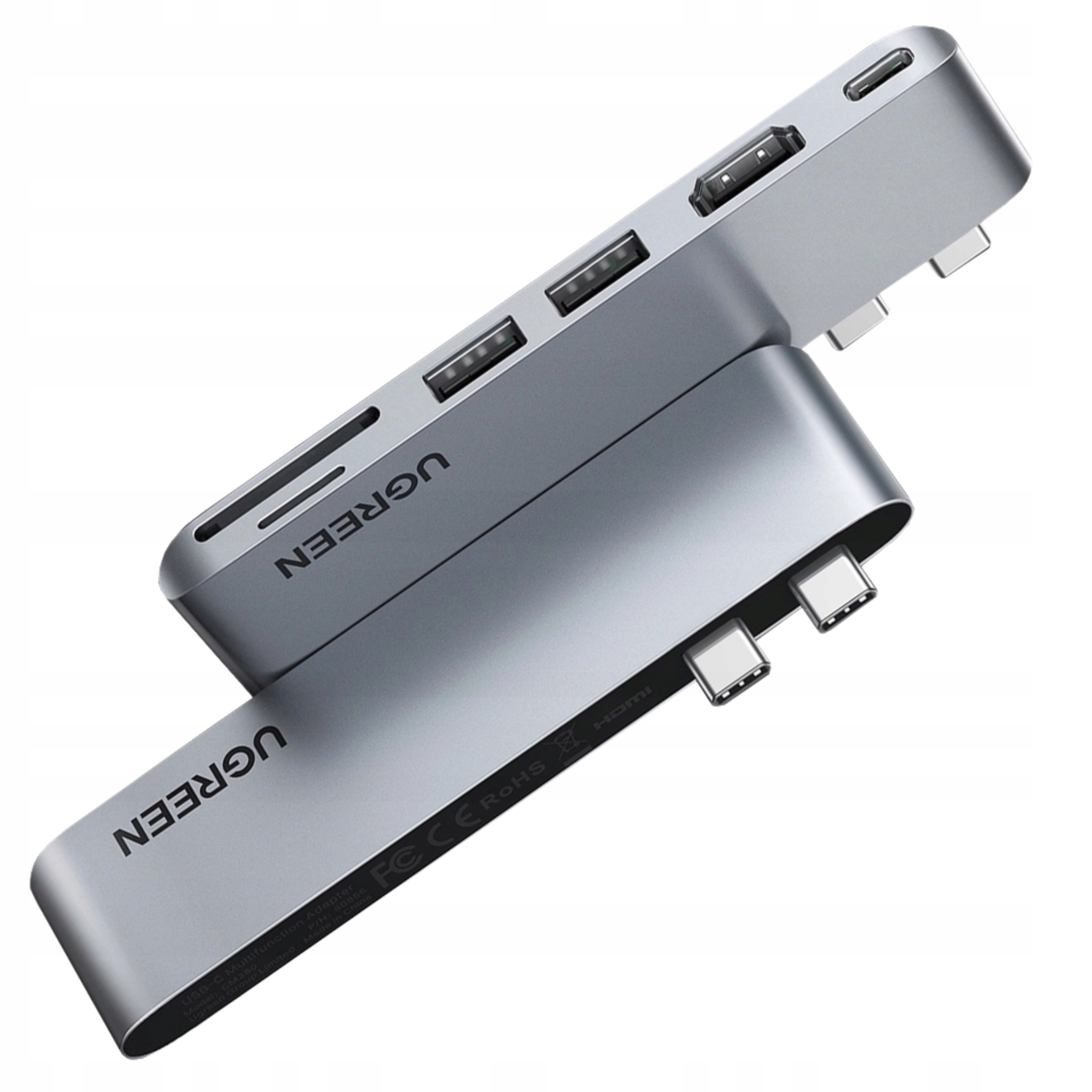 Hub Ugreen CM380 2xUSB C HDMI/2xUSB 3.0/SDTF/USB C Pd šedý