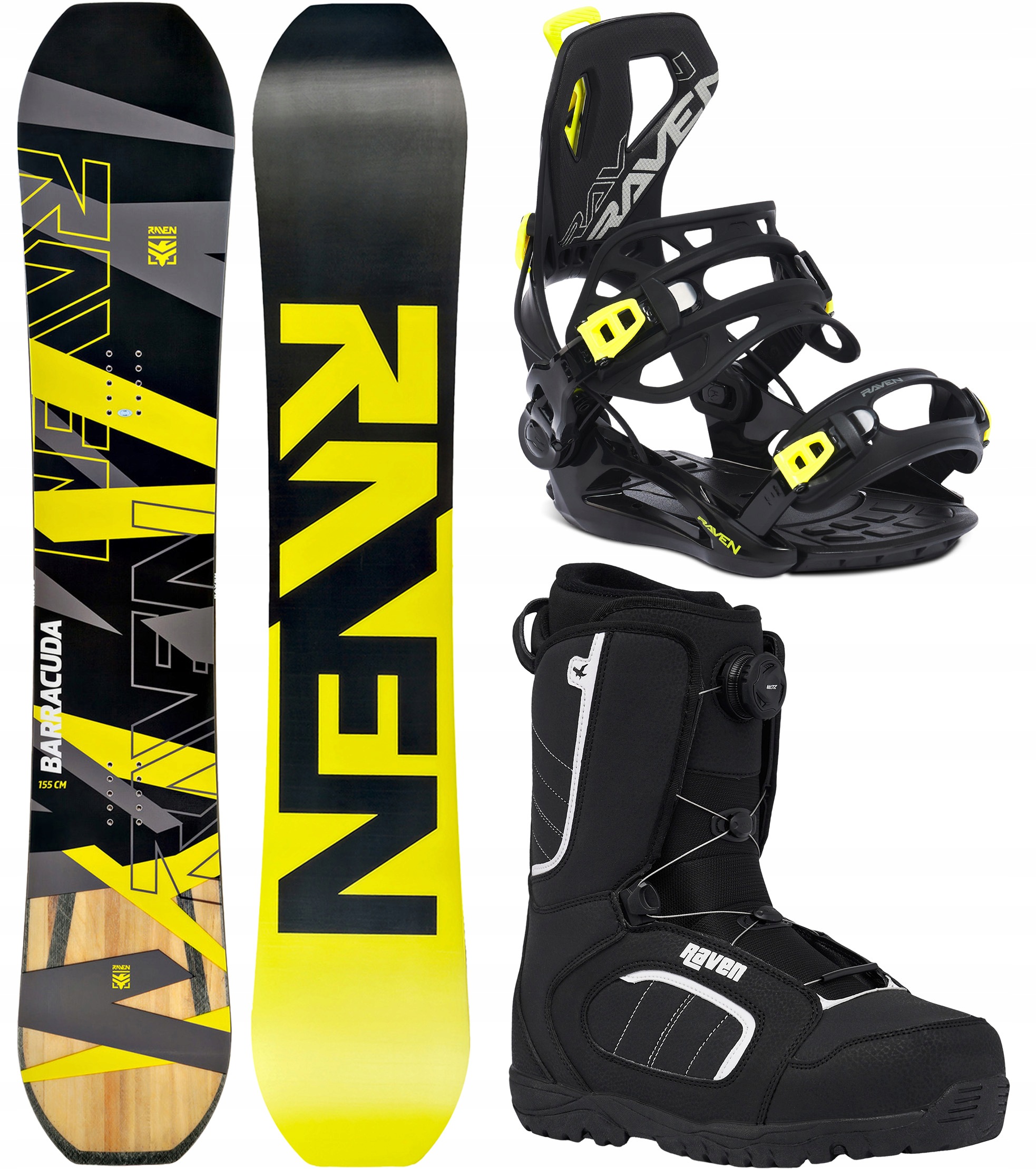Zestaw Snowboard Raven Barracuda Carbon Lime 160cm Wide FT360 +Target Moz