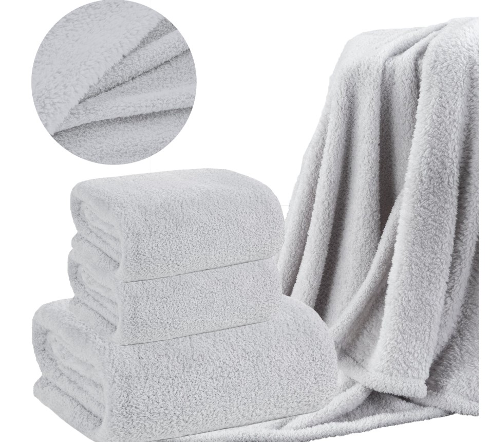 Zestaw 170x210+2X70X160 cm Mięciutki Koc Narzuta Srebrny