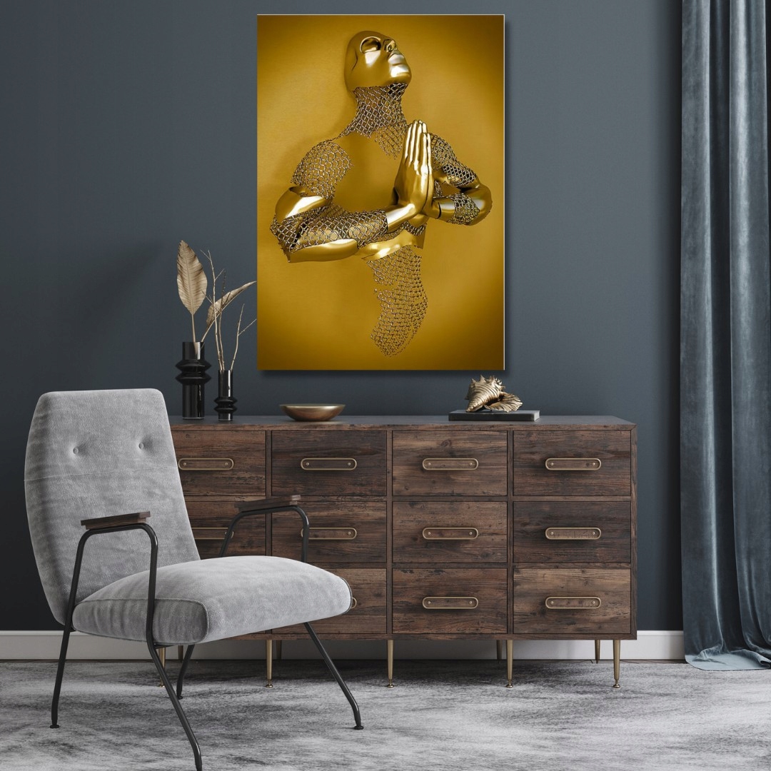 Plakat dekoracyjny płótno Modern Art Statue Gold3d Marka Roneberg