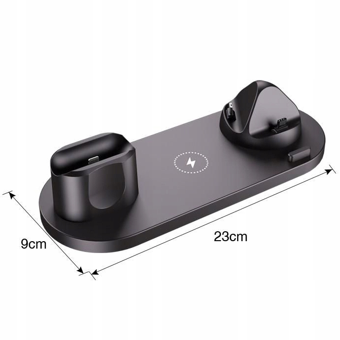 ŁADOWARKA BEZPRZEWODOWA INDUKCJA IPHONE PODS 6w1 Kolor czarny