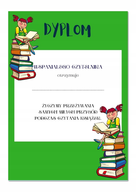 Dyplom A4 wspaniałego CZYTELNIKA