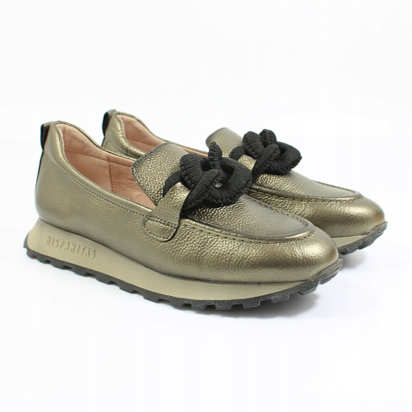 Šedé dámské kožené mokasíny s ozdobou Hispanitas HI243704 r41