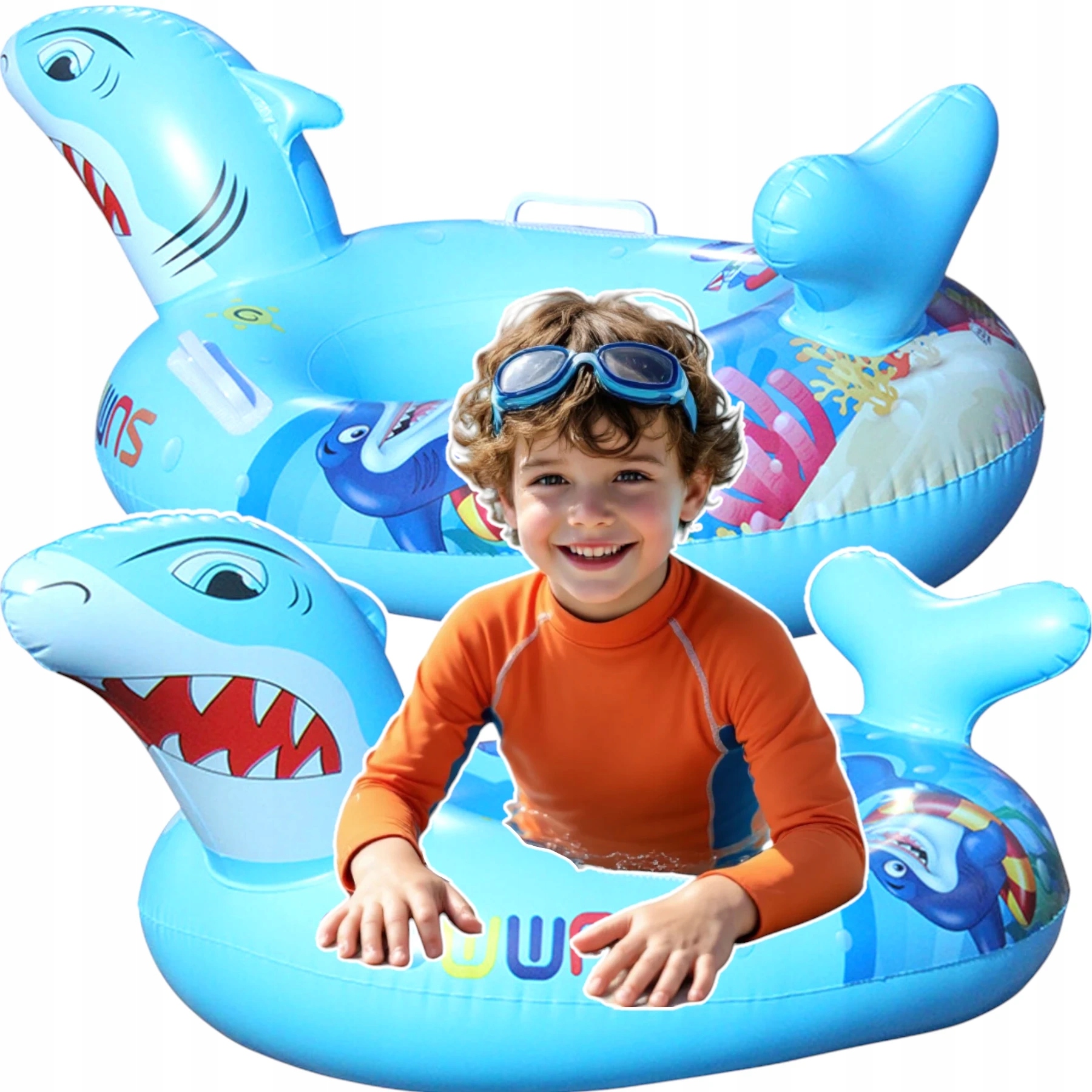 FELFÚJHATÓ GUMICSÓNAK GYEREKEKNEK ÚSZÓ MATRAC CSÓNAK CÁPA ÜLÉS XXL