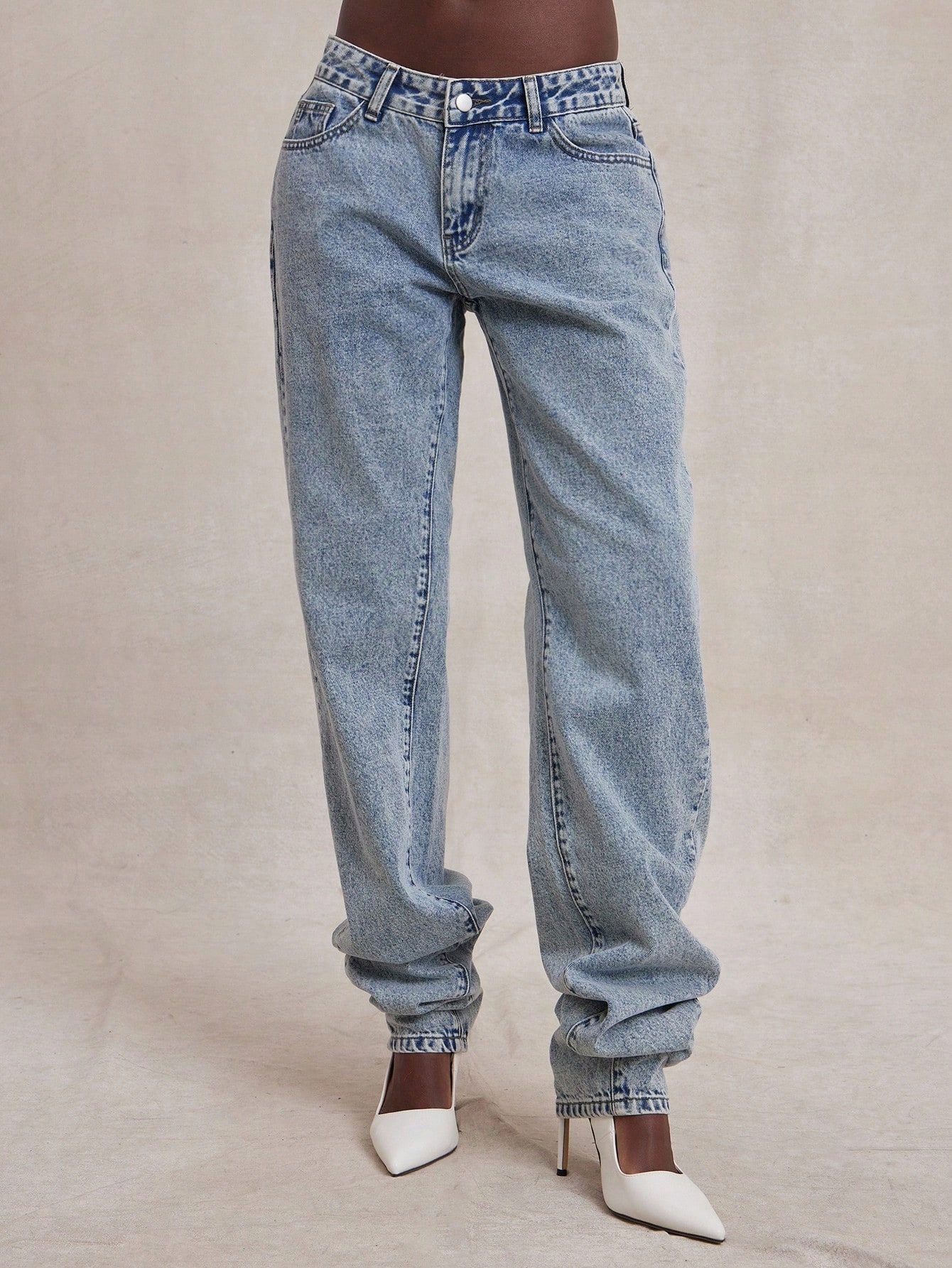 Dámské Džíny Mom Fit S Nízkým Pasem Modré Casual Shein 27