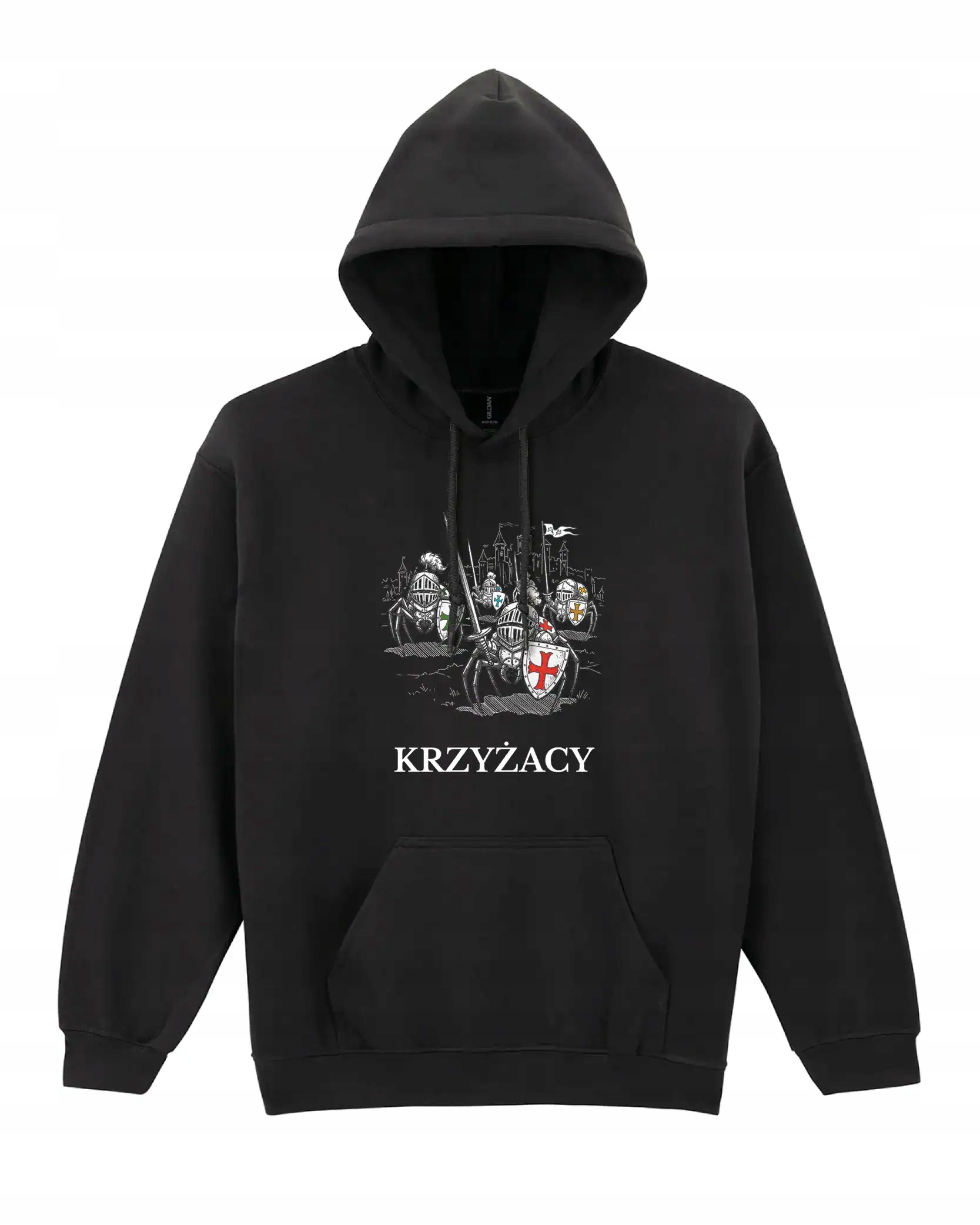 Mikina s kapucí Křižácký historický humor Pavouci Rytíři Černá XL