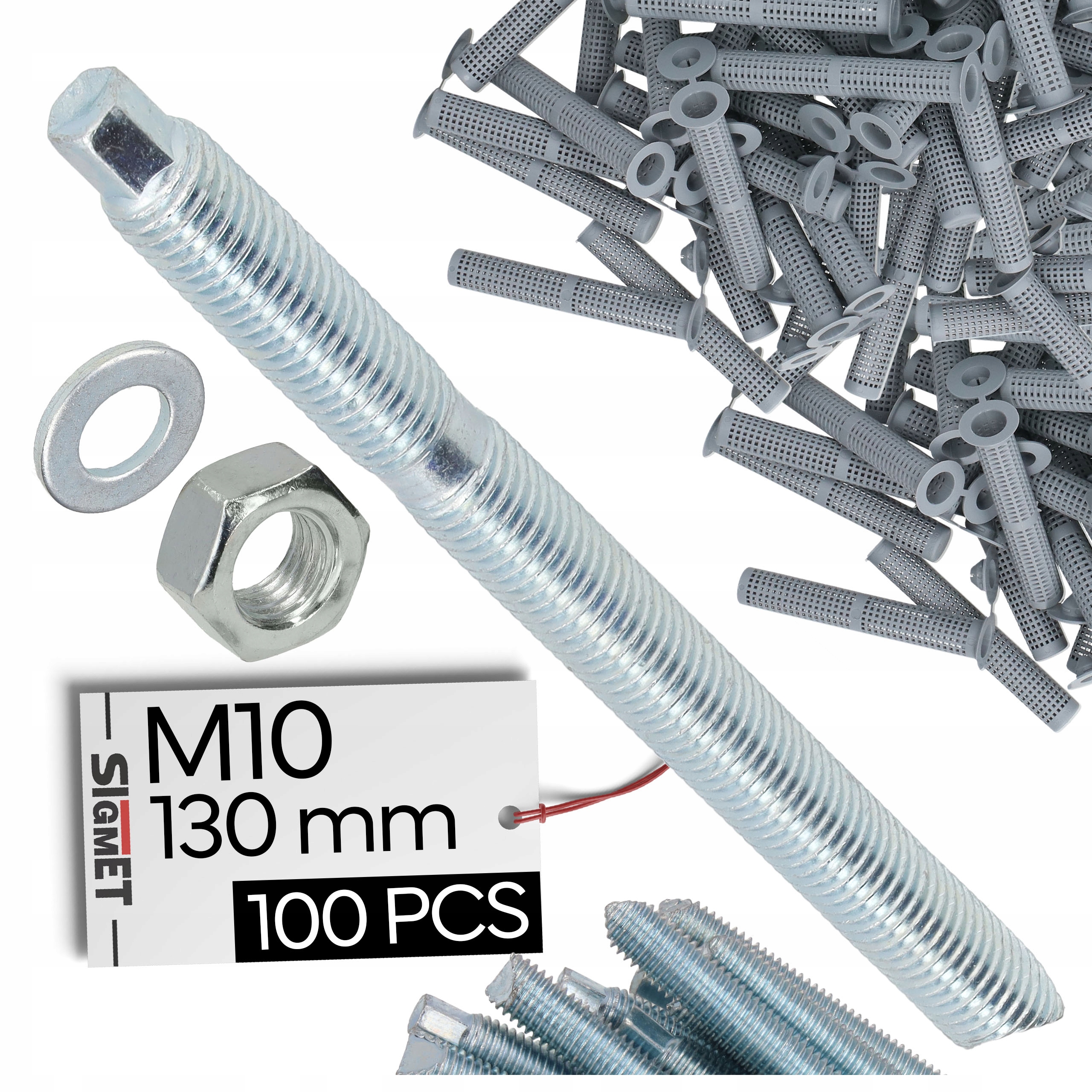 100 x Špendlík chemickej kotvy M10/130 100 x Sieťová objímka 12/80 mm