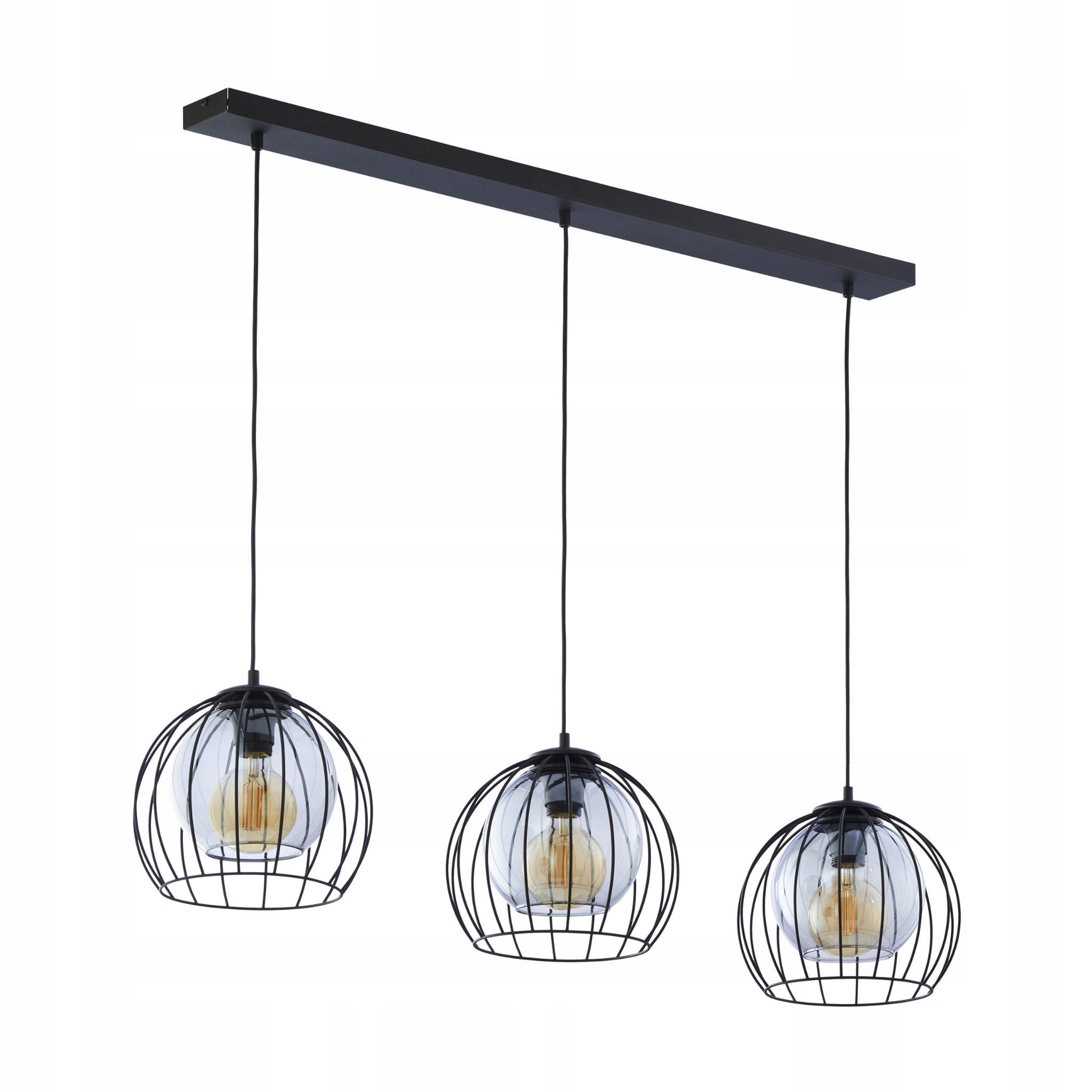 Lampa wisząca w stylu loft, 3 podwójne klosze szklano-druciane Tk Lighting