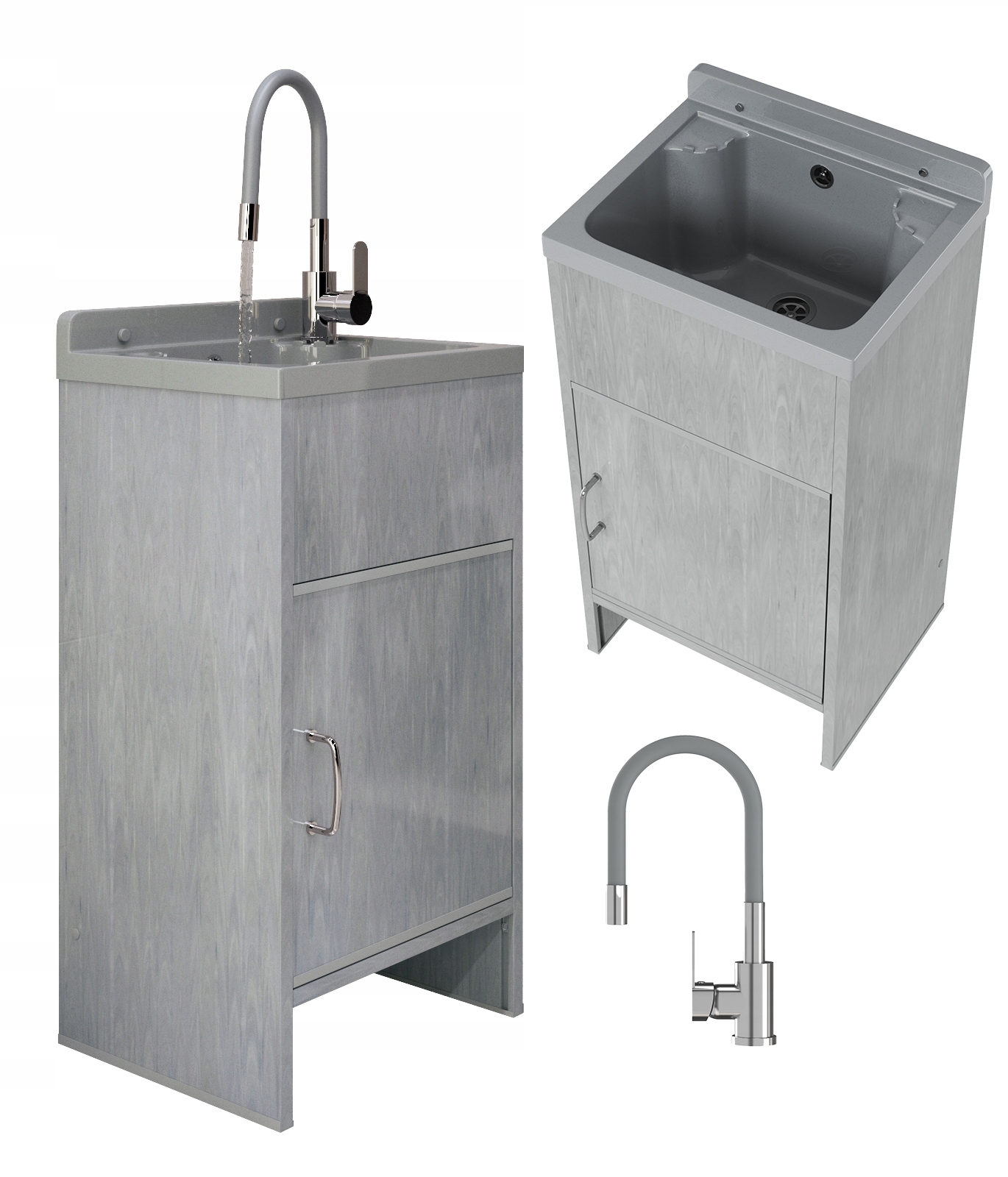 Technický Dřez Technická Sada Loma Komora Šedá Skříňka Pvc Baterie