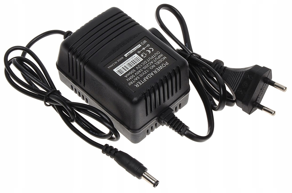 

Zasilacz Transformatorowy Wtyk DC 0.5A 12V 500 mA