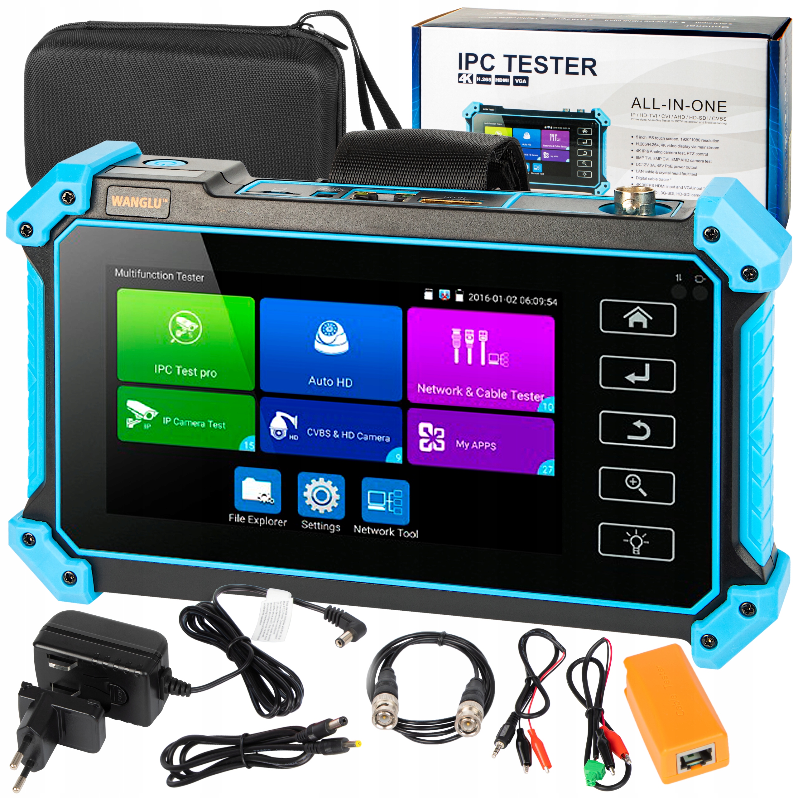 TESTER CCTV Dotykowy IPS 5,4'' do kamer IP HD 8MP do monitoringu MONTERSKI