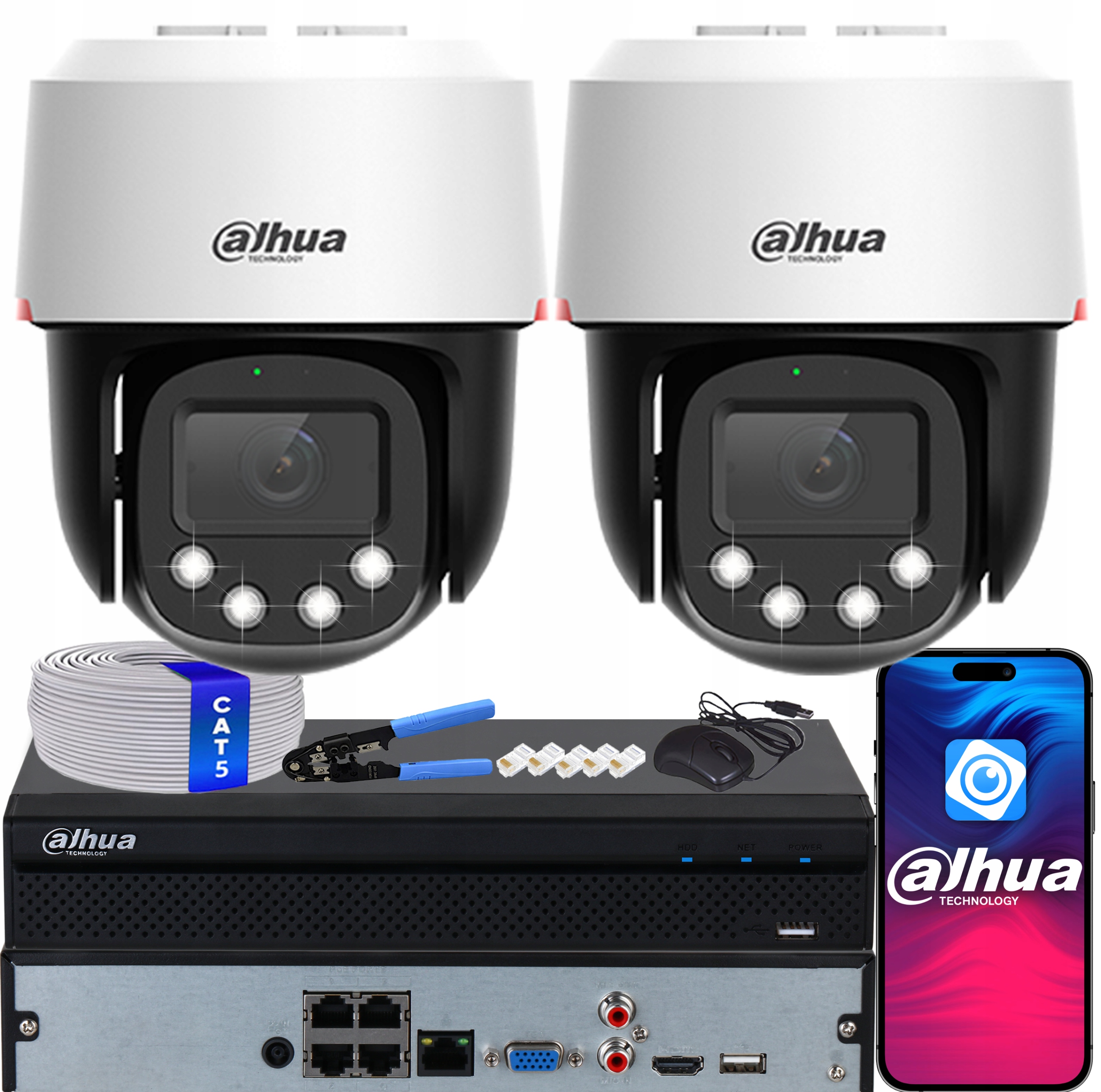 Monitorovací sada Dahua 2x Kamera SD2C400NA-B-PV-PRO Ptz 4Mpx WizColor